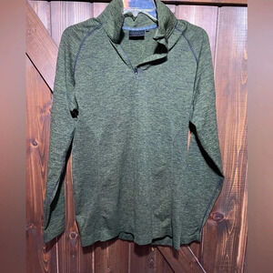 Alphalete Mens Green/Black Long Sleeve Compression Quarter Zip Sz M Like New